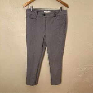 LOFT Women's Houndstooth Ankle Pants- Black White Stretch Slim Fit